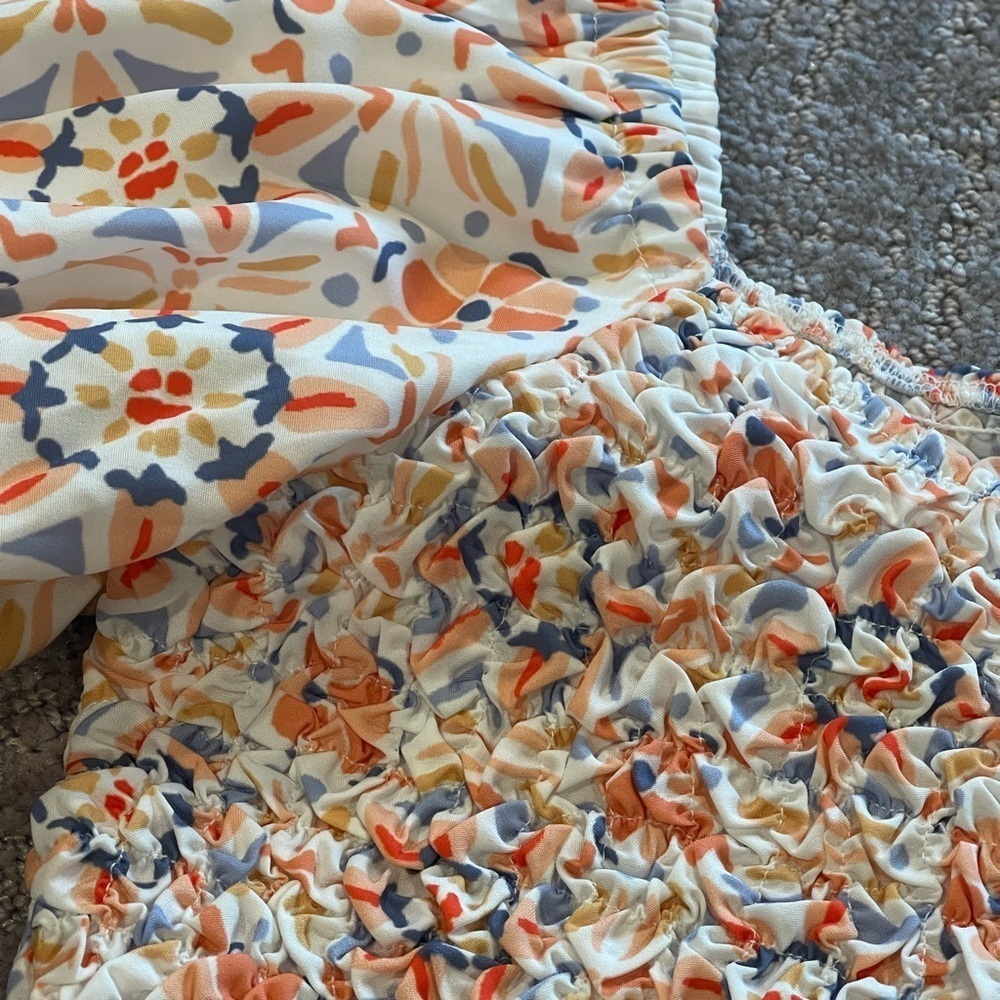 Anthropologie Dolan Multicolor Floral Off-Shoulder Textured Blouse,Puff Sleeve,M - Picture 10 of 13